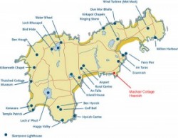 Location of the holiday cottage on the island