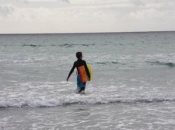 Bodyboarding on a Scottish holiday